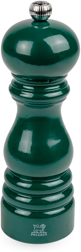 Manual Wooden Salt Mill in Forest Green Gloss, 18cm - 7in.