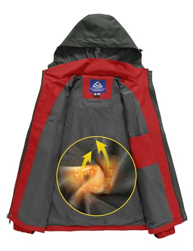 [Gopune] メンズ マウンテンパーカー アウトドア ジャケット 登山ウェア 防寒コート アウター 防風ジャケット 通気 バイク用 ジョギング 釣り 春秋冬用 レッド L 8枚目