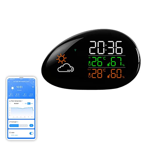 Yueyang Estación meteorológica meteorológica inalámbrica digital con pantalla LCD grande, pronóstico de temperatura y humedad wifi aplicación smartlife tuya Cover