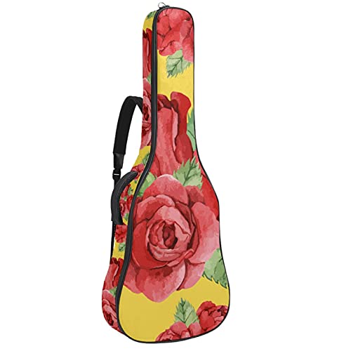 Sac à dos pour guitare classique 106 cm avec grand rangement et motif fleurs