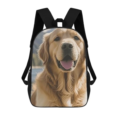 Golden Retrievers Backpack - Durable 600D Polyester, 17 Inch Golden Retrievers Backpack - Durable 600D Polyester, 17 Inch