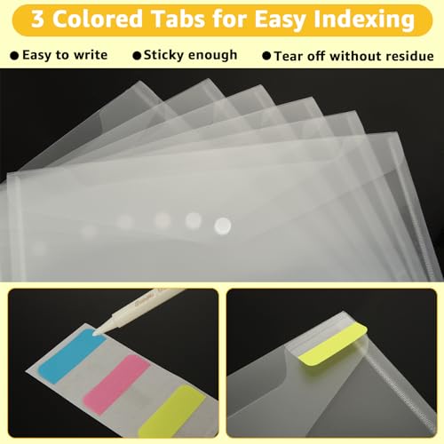 Image of WOPPLXY 50 Pcs Scrapbook Paper Storage with Buckle Design, 12 x 12 Inch Clear Scrapbook Paper Organizer with 60 Pcs Sticky Index Tabs for Holding Scrapbook Paper, Vinyl Paper, Photos, Clear, Cardstock