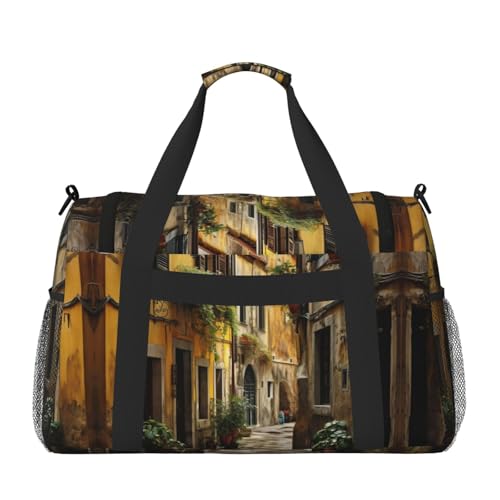 Italian Old Street print Weekender Overnight Carry On Bag Gym Luggage Bag Duffel Bag for Travel Women2