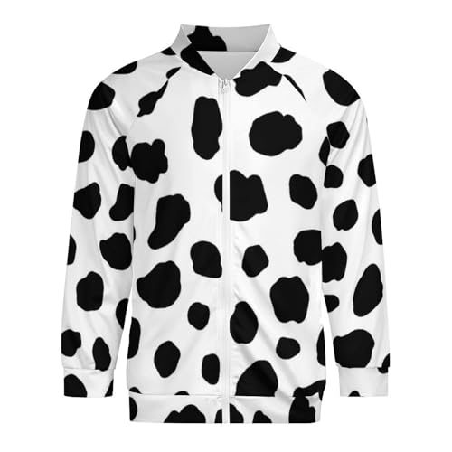 Dalmatian Print Men's Bomber Jacket Lightweight Windbreaker Casual Coat Pocket Spring Fall4
