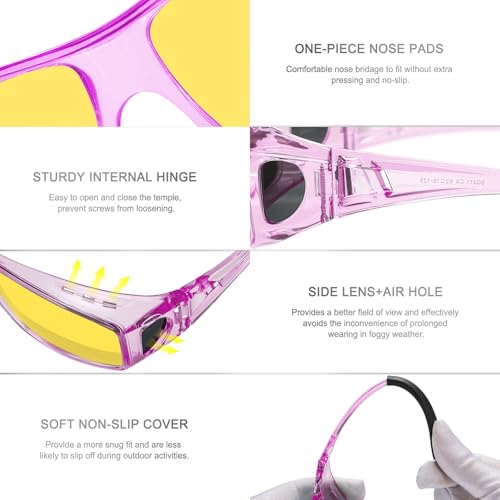 Image of HAOLOTA Night Vision Driving Over Glasses, Polarized Nighttime Glasses Men Women Anti Glare Yellow Tinted Lens