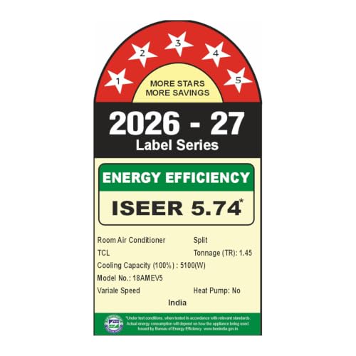 Image of TCL 1.5 Ton 5 Star Split Inverter AC (18AMEV5, White)