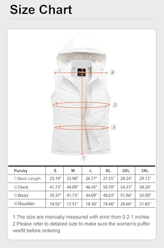 Pursky APU328 Women'S Puffer Vest For Women Outdoor Recreation Vests Girls Puffy Quilted Hooded Sherpa Sleeveless Jacket White 2Xl thumb #6