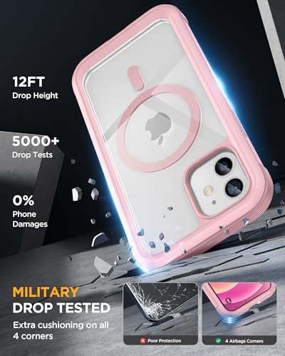 Image of Miracase Magnetic for iPhone 12 mini Case, [360 Full-Body Protection & Complete Camera Guard], Drop & Scratch-Resistant, Shockproof, Stylish Clear iPhone Case, iPhone 12 mini Cover, Gray Pink
