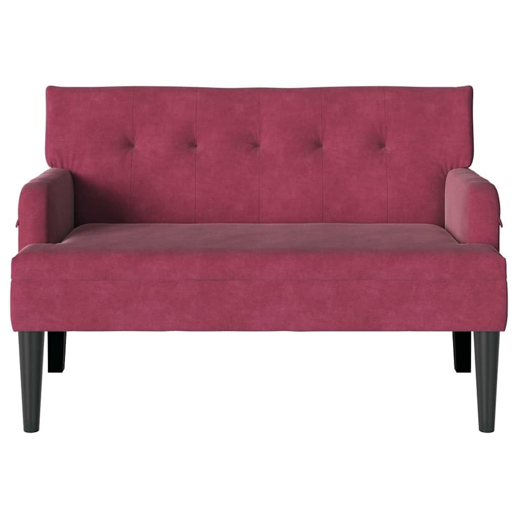 Banc Chesterfield en velours rouge vin avec dossier rembourré 112 x 65,5 x 75 cm, banc pour couloir, salon, chambre à coucher, banc rembourré stable avec pieds en bois massif, banc de salle à