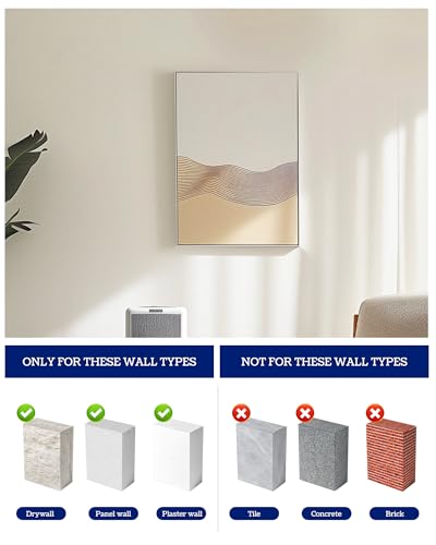 Image of PinCute Picture Hangers, Heavy Duty Drywall Hooks for Hanging, Stainless Steel Picture Hanging Hooks Holds Up to 100 lbs, Hang Photos, Art, Clock, Mirror,or Planters (30 PCS)