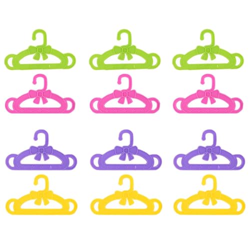LQIOACU 12 Piezas Mini Percha de Plástico para Armario, Percha para Muñecas Accesorios de Moda Perchas para Muñecas de...