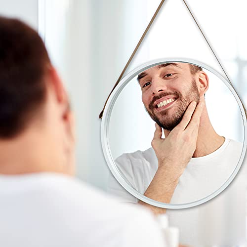 ATENA HOME Circle Wall Mirror 20inch - Round Mirror with Leather Strap - Round Wall Mirror for Washrooms, Living Rooms - Image 6