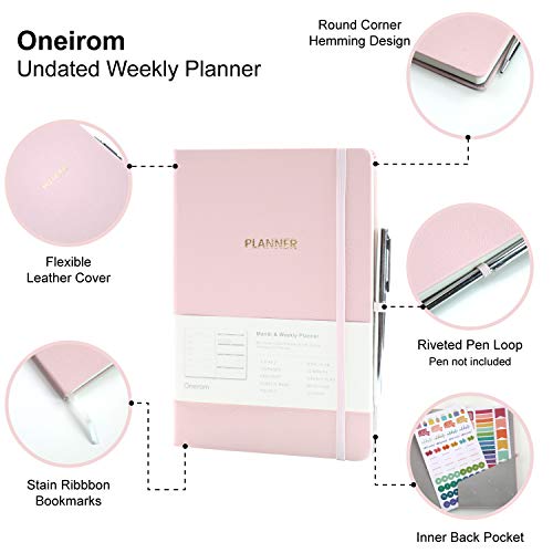 Undated Academic Weekly Monthly Planner For 2023, 2024, 5.6"X8.2", 52 Weeks And 12 Months Hardcover Journal Agenda With Pen Holder, Thicker Paper, Stickers, Inner Pocket, Personal Organizer #TOP2