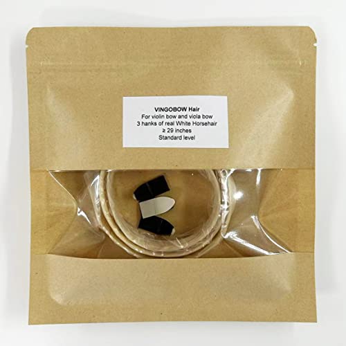 image for VINGOBOW 3 Hanks Natural Mongolian Horse Hair for Violin, Viola Bows U