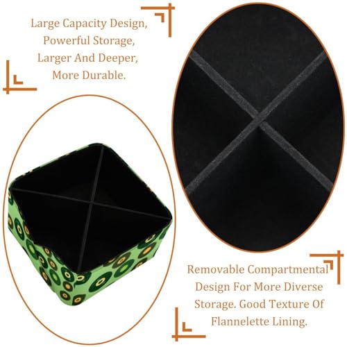 Porte-stylo rectangulaire à double compartiment motif disques verts - 5