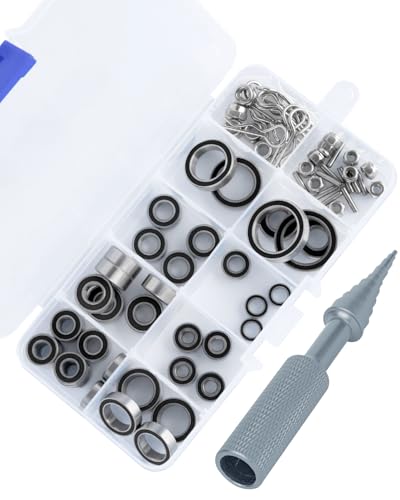 RCHuiWow RC Bearings Kit Upgrades Part for 1/10 TRX4 1/10 RC Crawler,Metal Ball Bearings Kit Hops Up for 1/10 TRX-4,42 Pcs TRX4 Bearings w/Bearing Tool,Black