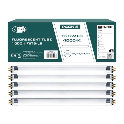 CLAR - Leuchtstofflampe T5 6 W, Neonröhre, 21,2 x 1,6 cm, 5 Stück