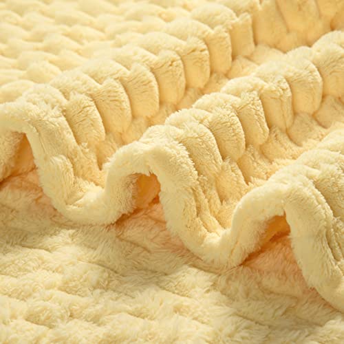 Excervent JGR-4050-LIGHTYELLOW Flannel Fleece Throw Blanket (50X40 Inches), Hexagon Jacquard Decorative Fuzzy Warm Blankets thumb #5