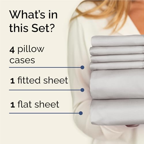 Image of Full 6 Piece Bed Sheet Set - Breathable & Cooling Sheets - French Grey | Ultra-Soft Hotel Luxury Bedding Set with 8-16 Inch Deep Pockets, 1 Flat & 1 Fitted Sheet & 4 Pillowcases, Wrinkle & Fade Free