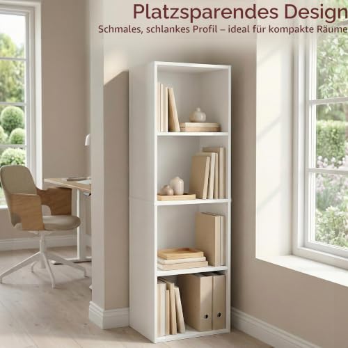 Vida Designs Oxford Bücherregal mit 4 Ebenen, würfelförmig, weiß, Holz-Regaleinheit für Büro, Wohnzimmermöbel – Ansicht 4