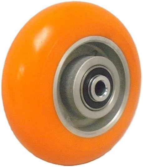 6"x2" Orange Polyurethane Caster Wheel, Supports 1,200 lbs. Each