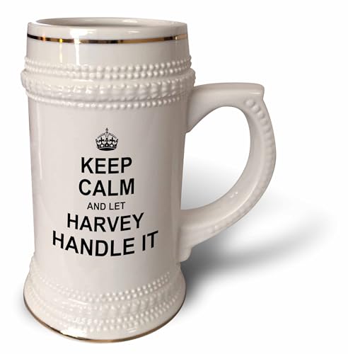 3dRose Keep Calm and Let Harvey Handle it - Taza con texto en inglés 'Keep Calm and Let Harvey Handle it (stn_233269_1), 625 ml, color blanco