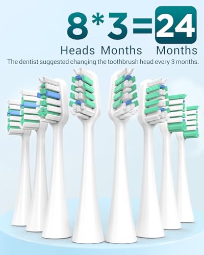 Elektrische Zahnbürste für Erwachsene - Schallzahnbürsten mit 8 Zahnbürstenköpfen (3 Typen) und 2 Minuten Smart Timer, 90 Tage Akkulaufzeit, 5 Putzmodi, Reiseetui – Bild 4