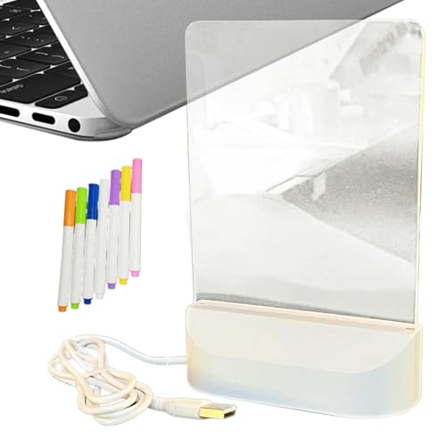 Lavagna LED con colori, lavagna da disegno a LED, 12,7 x 17,7 cm, lavagna luminosa da scrittura con 7 penne, lavagna LED colorata per negozio, festival, compleanno, festa della mamma