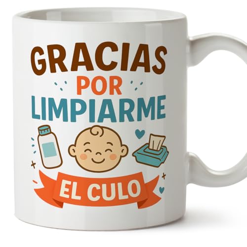 MUGFFINS caneca engraçada para mãe e pai com frase Obrigado por me limpar em espanhol | presente divertido para mãe e pai | presente aniversário mãe e pai | 330 ml 11 oz | Pai e mamã v1.2 MA