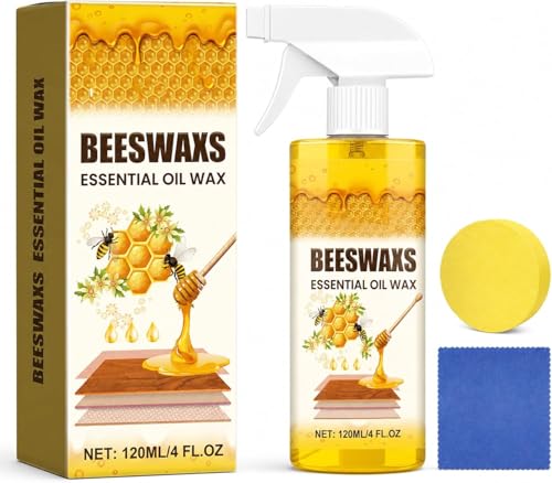 Bienenwachs Möbelpolitur Spray für die Holzpflege 120ml Bienenwachs Holzpolitur Spray Natürliche Holzpflege & Möbelpolitur für Massivholz Kratzerreparatur und Auffrischungsspray inkl Schwammn&Tuch