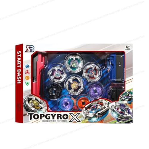 Image of SHAKTISM Battling Top Burst Gyro Toy Blade Battle Set with 4 Spinning Tops, 2 Launchers 1 Rapicords, Portable Storage Box, for Kids Ages 6+
