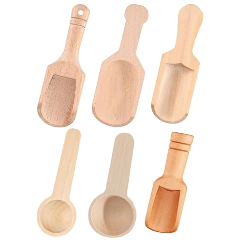 Mini Holzschaufeln, Klein Teeschaufel aus Holz, 6 Stücke Gewürzschaufel-Set, Schaufel Holz Klein Gewürzschaufel Mehlschaufel, für Salz, Löffel, Küchenutensilien, Milchpulver, Kaffee, Gewürze, Tee
