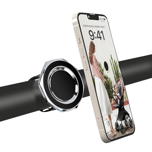 HAEZU Stroller Phone Holder Compatible with Uppababys Gracos Bugaboos - Strong Magnetic Stroller Phone Mount Compatible with MagSafes Adjustable Silicone Strap Fits for iPhone 1217 & Android