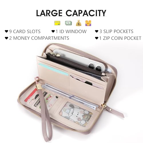 Image of Pomelo Best Wristlet Women Wallet Floral RFID Clutch Purse | Vegan Leather, Multi Credit Card, Large Capacity Zip Around Long Travel Wallets with Coin and Phone Pocket for Ladies