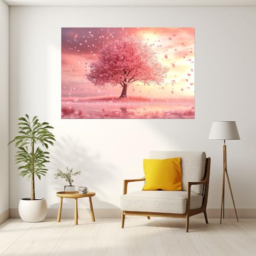 Tableau cerisier fleurs éparpillées pour illuminer un salon - 3