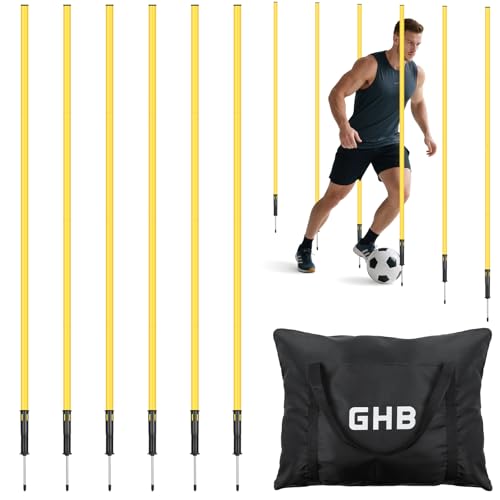 GHB Agility Poles 6 Pack 6ft Sports Soccer Training Poles,Detachable Speed Training Equipment...