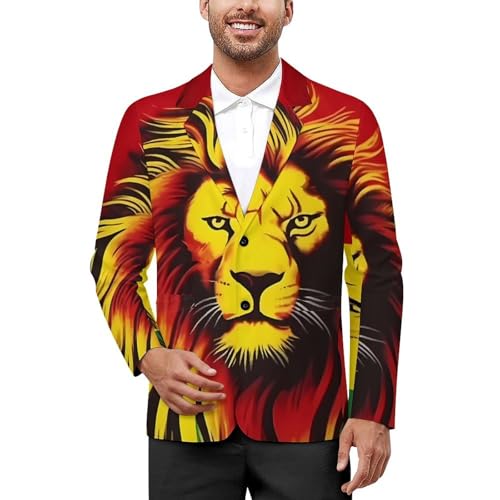 Jamaica Lion Rasta Men's Casual Blazers Slim Fit Sport Coats Blazer Two Buttons Suit Jacket for Work Party