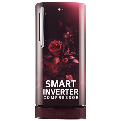 Image of LG 201 L 4 Star Inverter Direct-Cool Single Door Refrigerator (GL-D211HSEY, Scarlet Euphoria, Base stand with drawer)