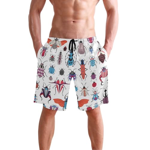 Bug Species Men's Boy's Novelty Beach Shorts Exotic Beetles Swim Trunks Summer Quick Dry Bathing Suits S2