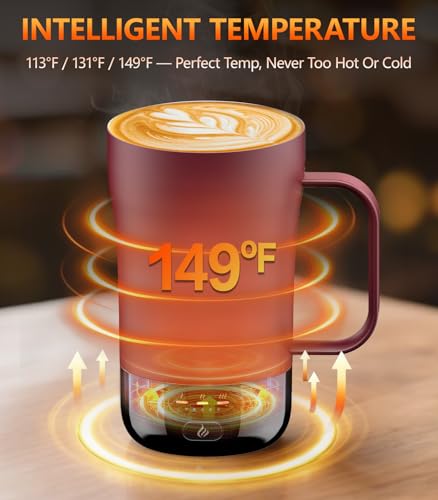 Image of Self-Heating Coffee Mug, 14oz Heated Coffee Mug - Rechargeable Temperature Control Coffee Mug Keep Coffee Hot, Smart Mug Great Gift for Coffee Lovers & Slow Sippers