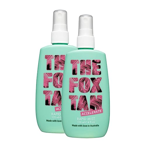 The Fox Tan Rapid Tanning Mist, Natural Tanning Accelerator For Darker & Faster Tans, Creates Flawless Tan Skin, Vegan & Cruelty Free, 120mL (2-pack)