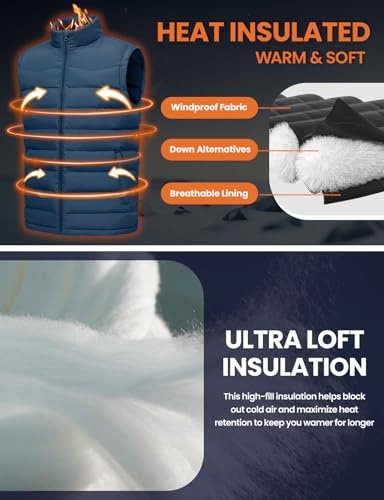 TBMPOY Men's Puffer Vest Lightweight Zip Up Sleeveless Jackets Outdoor Puffy Winter Insulated Outerwear for Running Golf4