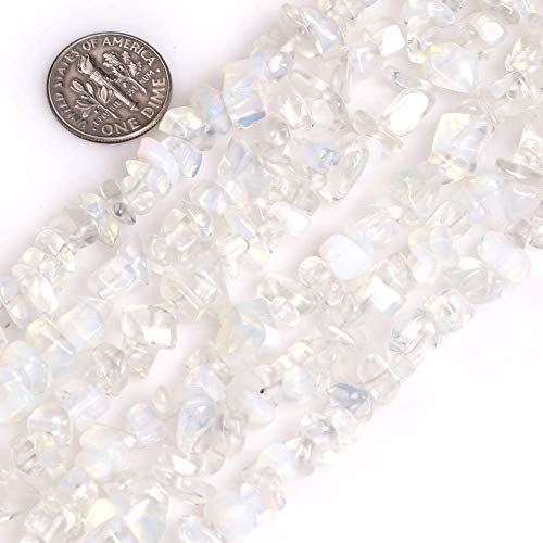 Image of 5-8mm White Opalite Chips Natural Chip Stone Beads for Jewelry Making | Semi Precious, Loose Gemstone, Healing Crystal, Rocks, 230Pcs Strand, Drilled, DIY Bracelets Necklaces Earrings Crafts Supply