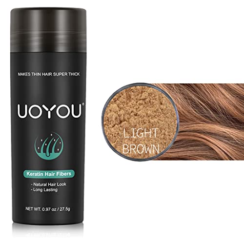 UOYOU LIGHT BROWN Hair Fibres for Thinning Hair 27.5g Bottle, Light Brown (Bottle Only Pack), 27.5 g (Pack of 1) - Image 2