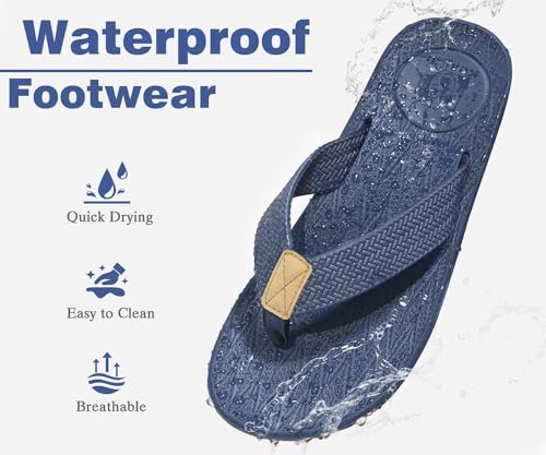 Image of KuaiLu Mens Flip Flops Arch Support Comfortable Summer Beach Thong Sandals Yoga Foam Cushion Slip on Slippers