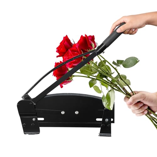 Flower Cutter Heavy Duty Steel Flower Stem Cutter with 14in Sharp Blade & Safety Lock Commercial Grade Table Mountable Rose cutter for Florists Farmer Floral Shop Use