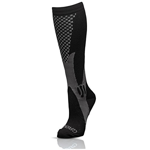 Groove Socks Compression Socks for Women 15-20 mmhg Knee High Black