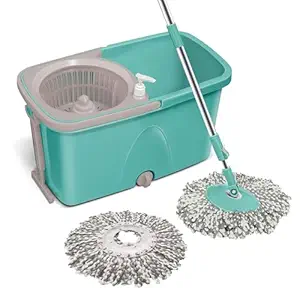 Classic 360 Degree Cleaning Spin Mop with Easy Wheels, 2 Refill and Bucket