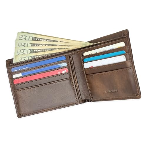 LaserGram Faux Leather Bi-Fold Wallet, Tuna Fish, Personalized Engraving Included (Rustic with Gold)3