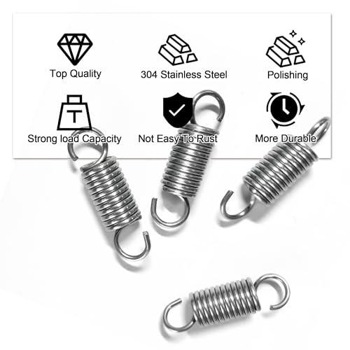 NICAVKIT 4 Stück Edelstahl Zugfedern mit Haken, Spannfeder Zugfeder 50mm freie Länge,Außendurchmesser 15mm,Drahtdurchmesser 2,2mm,Maximale Zugkraft 12KG - 2,2x15x50mm